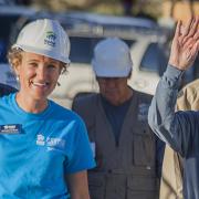 Heather Lafferty with President Carter on a Habitat for Humanity building site.